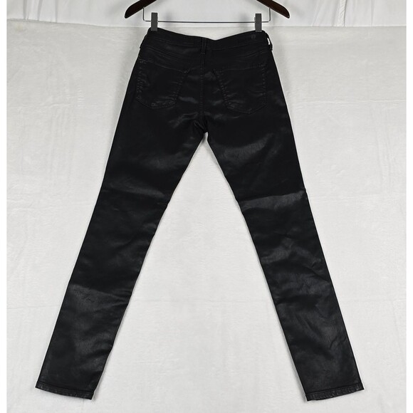 AG Adriano Legging Ankle Super Skinny Pants Women Black Coated Denim 27R Stretch - Picture 2 of 12